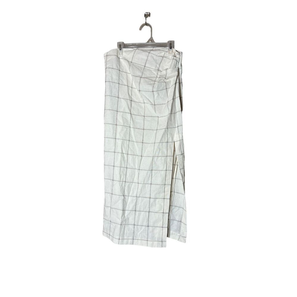 Mango MNG Window‎ Pane Check Side Slit Midi Skirt Size Medium